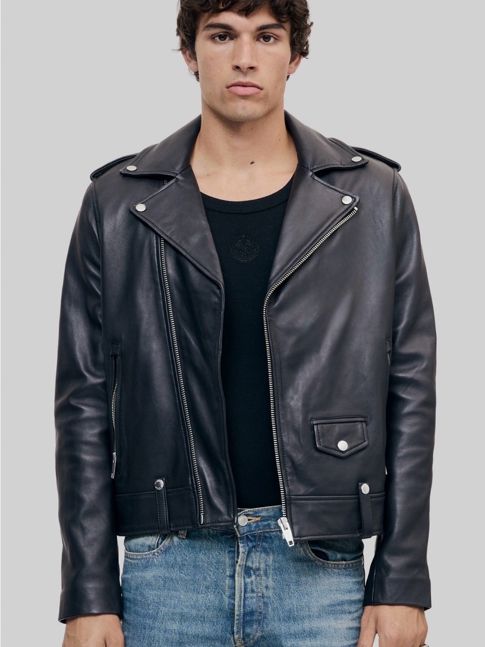 The Kooples Black Leather Biker Jacket